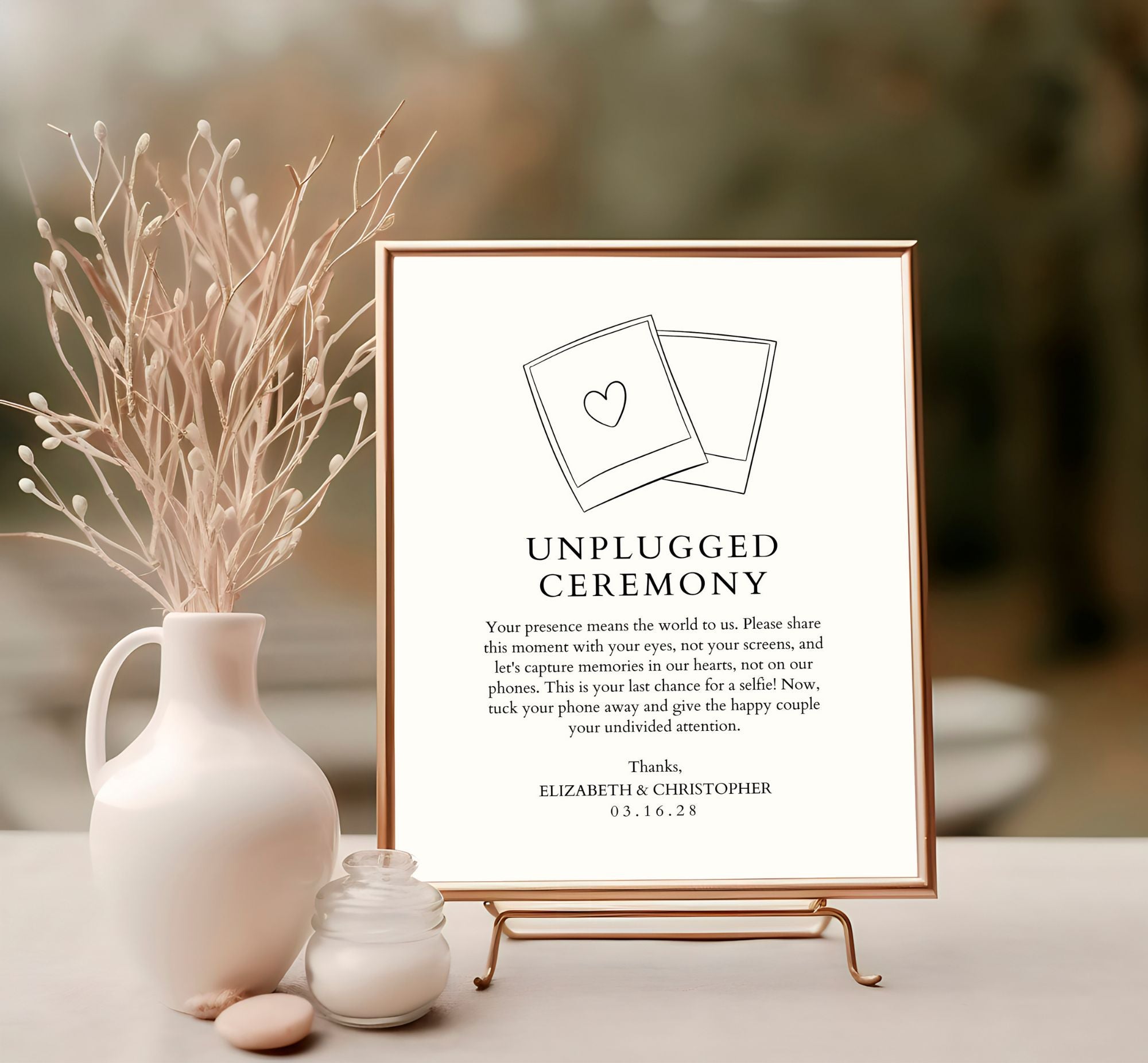 Editable Wedding Sign | Unplugged Ceremony Template | Instant Download