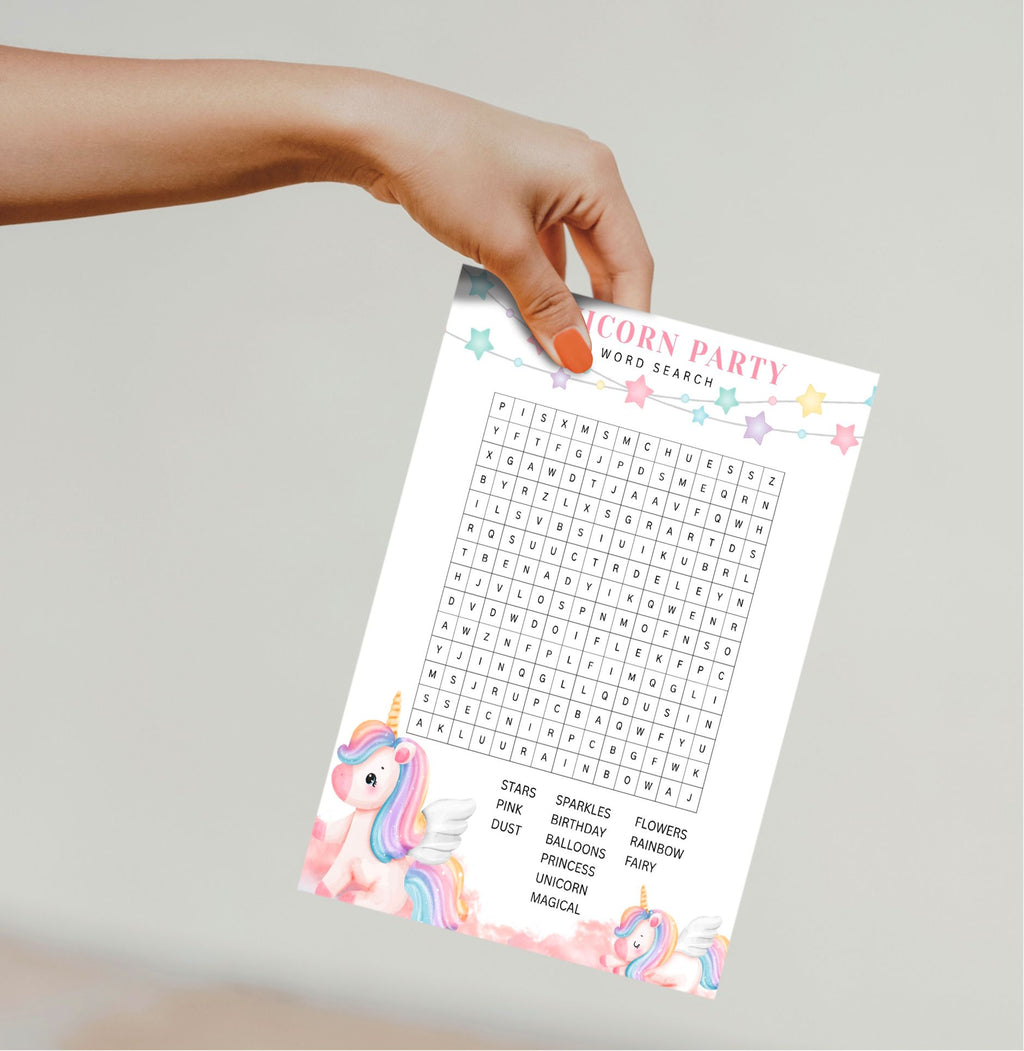 Unicorn Word Search | Party Games | Digital Download
