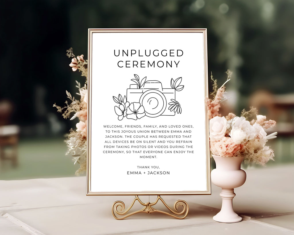Editable Wedding Sign | Unplugged Ceremony Template | No Phones | Instant Download