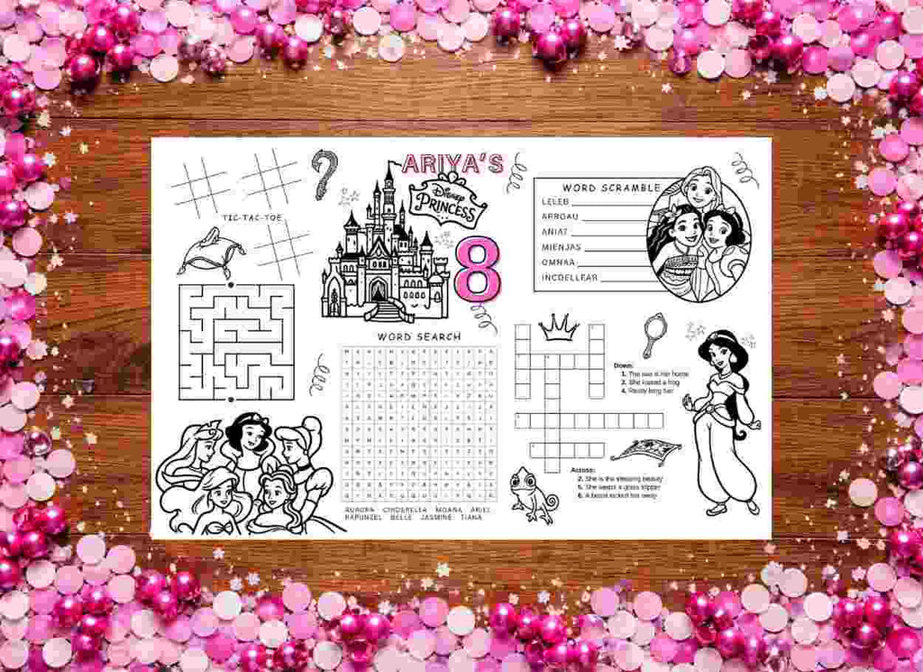Disney Princess Birthday Party Activity Sheet | Instant Download