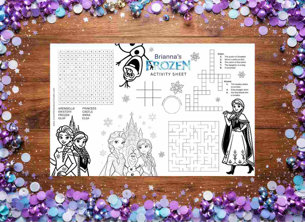 Frozen Birthday Party Activity Sheet | Instant Download