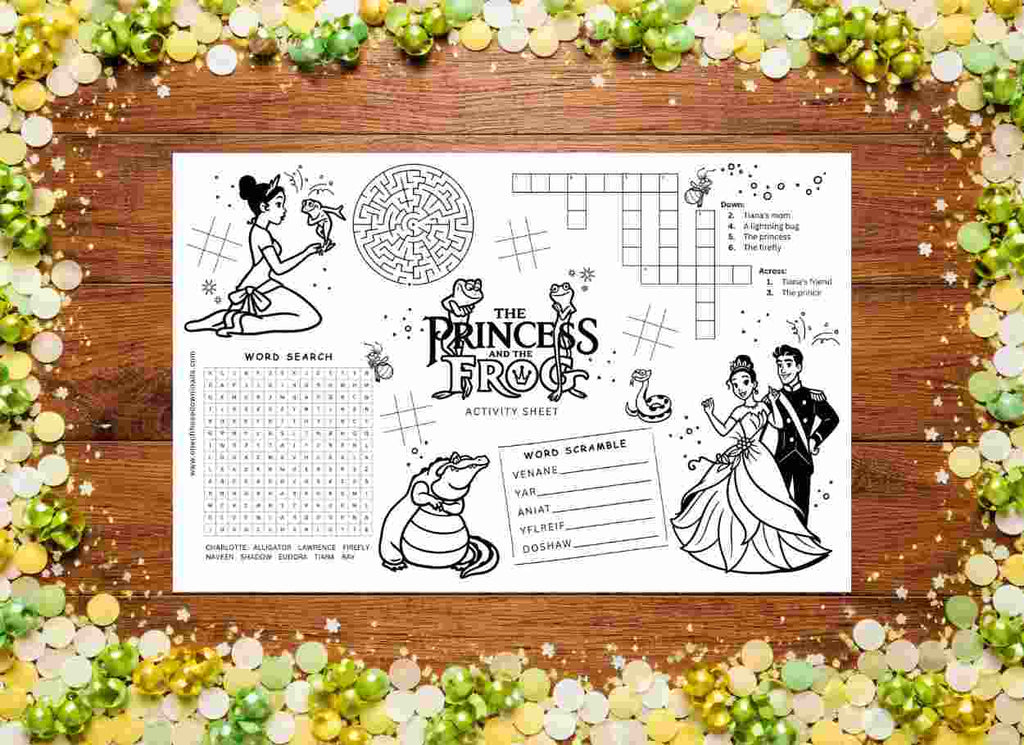 Disney Princess and the Frog Birthday Party Activity Sheet | Instant Download