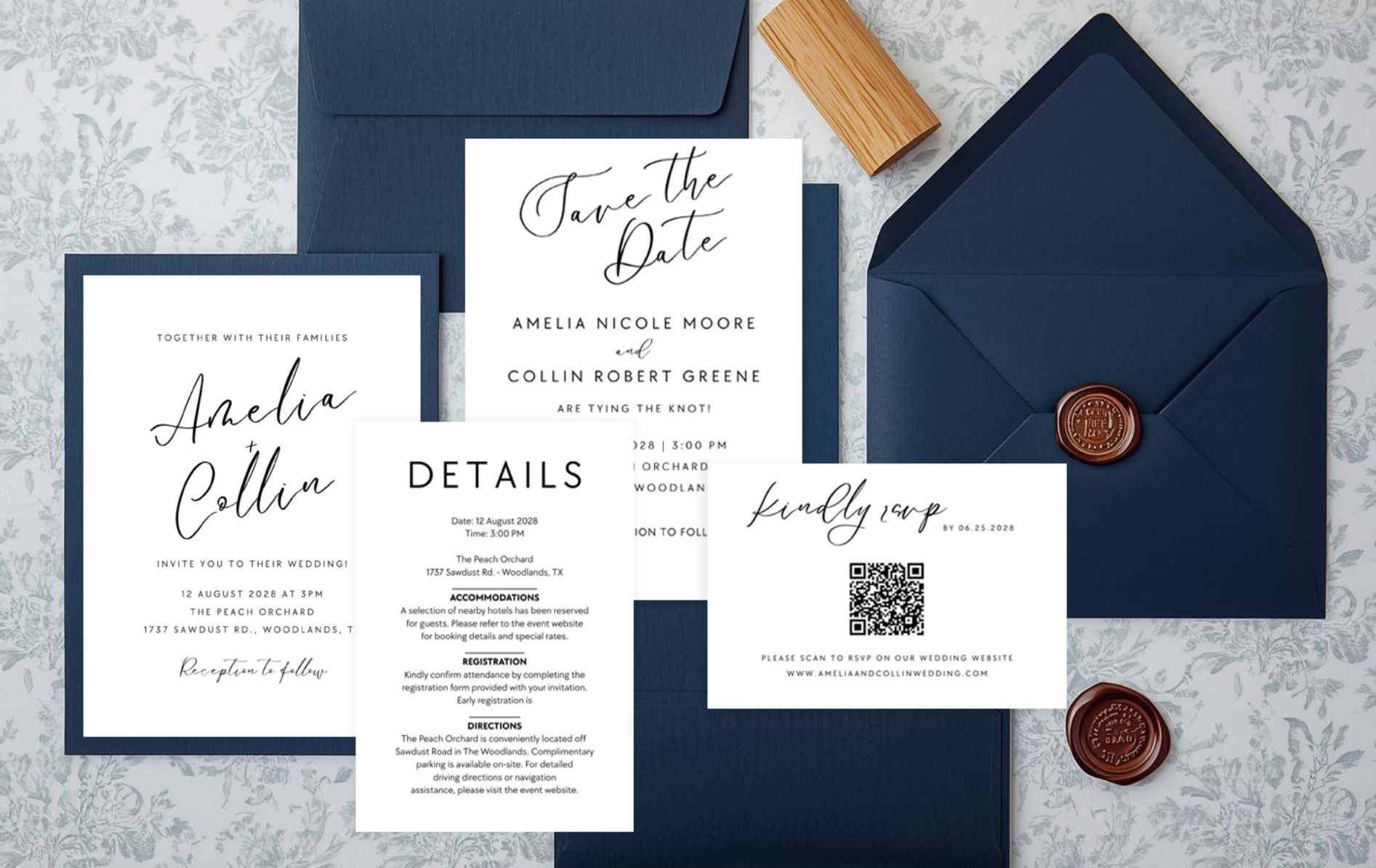 Editable Wedding Invitation | Minimalist Invite Template | Black & White | Digital Download