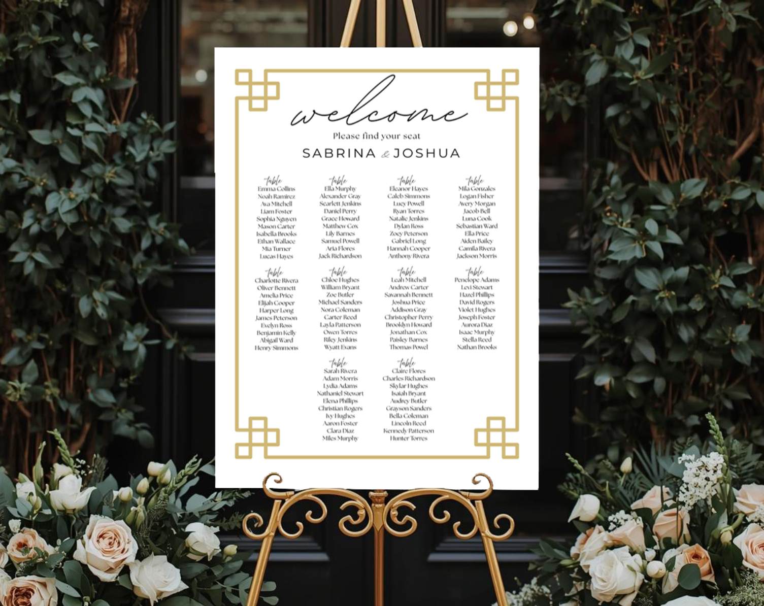 Editable Seating Chart | Wedding Sign Template | Printable Signage | Instant Download