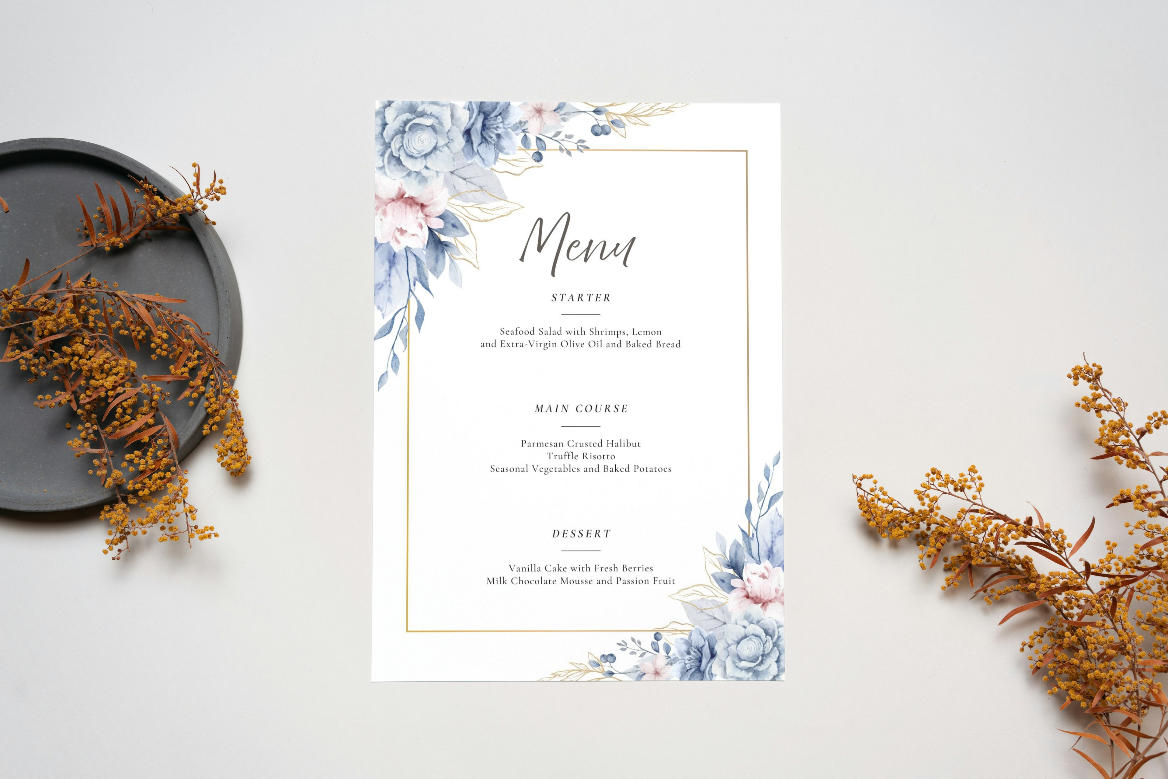 Floral Frame Menu | Digital Download