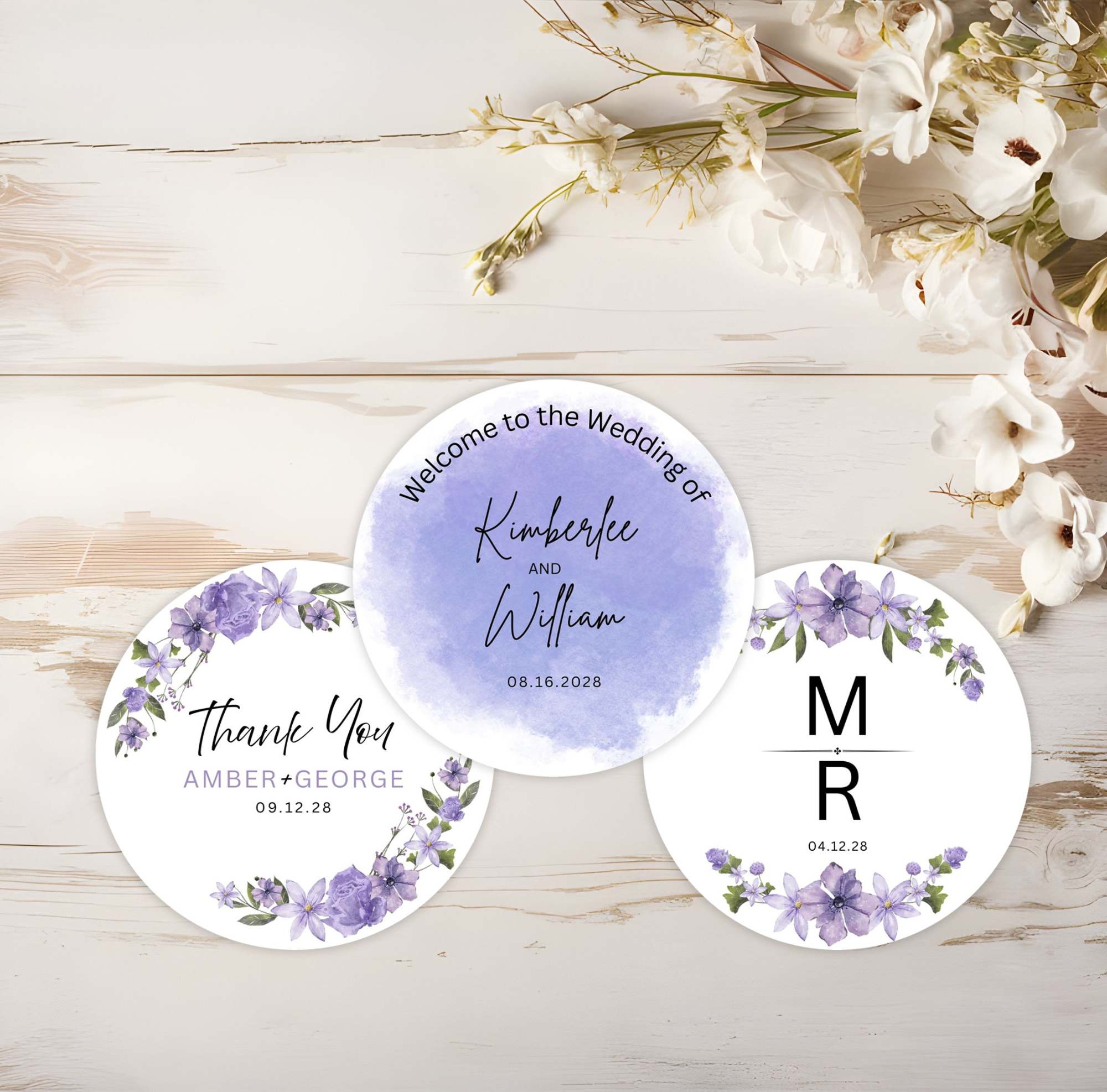 Purple Rustic Circle Label | Set of 3 | Instant Download