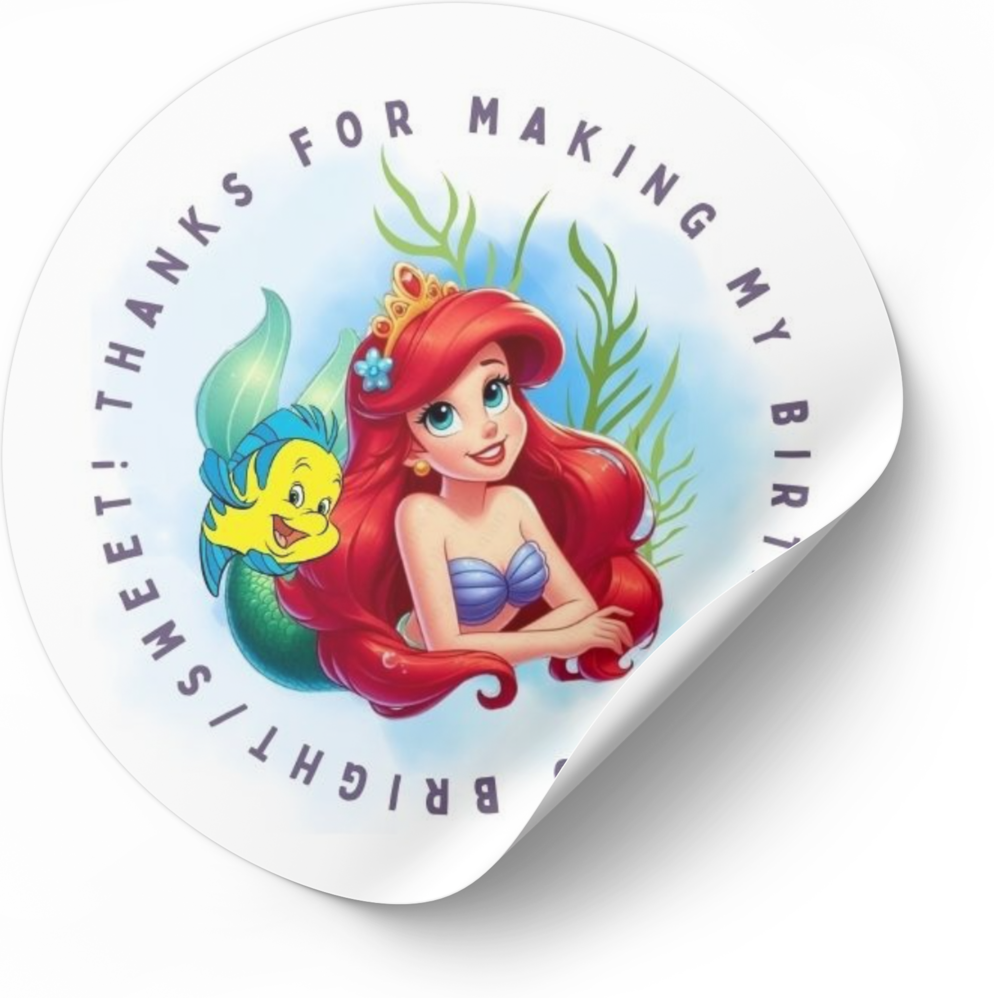 Little Mermaid Thank You Labels| Editable Download