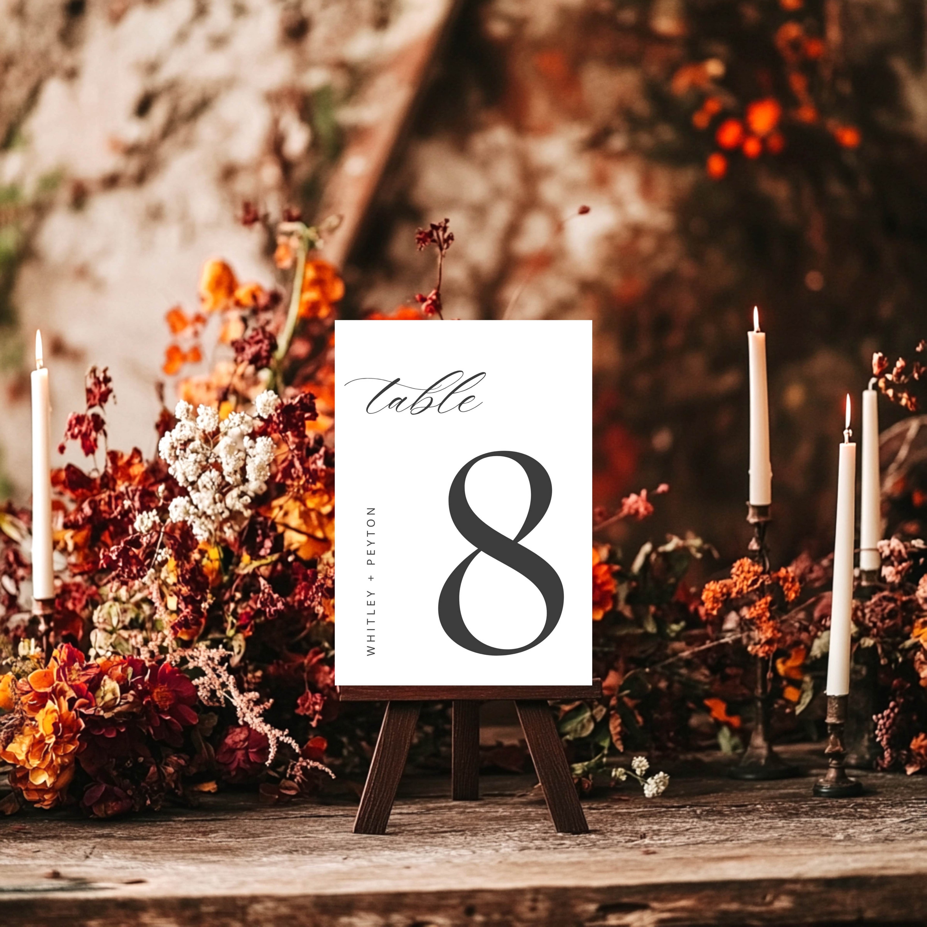 Editable Table Number | Wedding Sign Template | Instant Download
