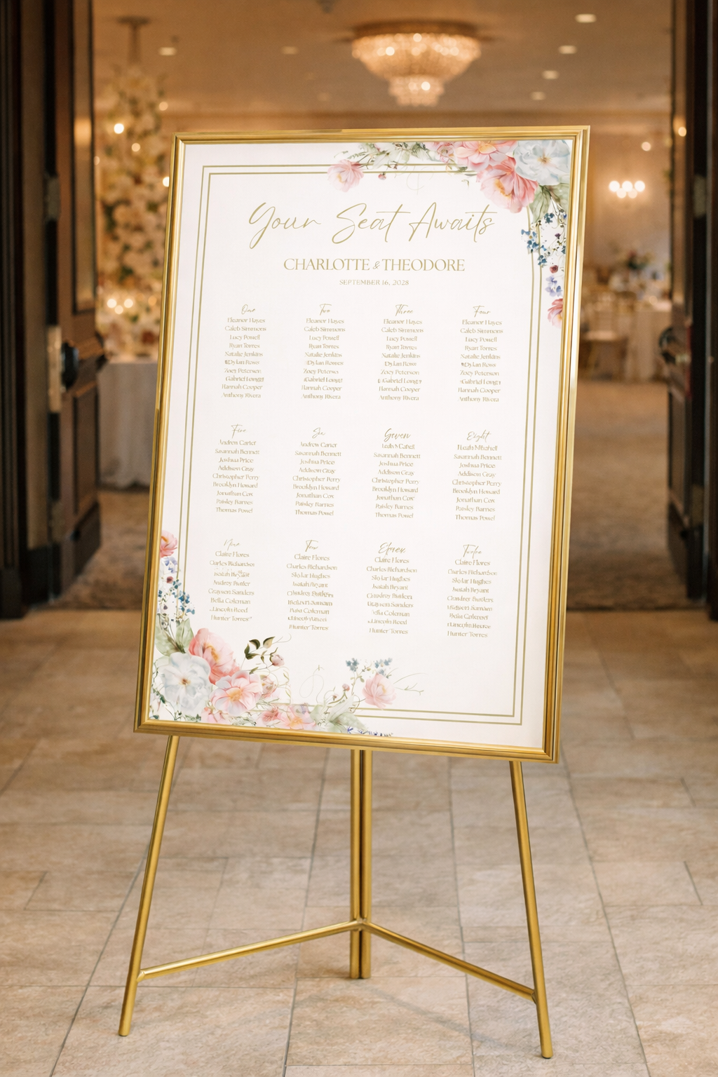 Floral Wedding Seating Chart | Instant Download