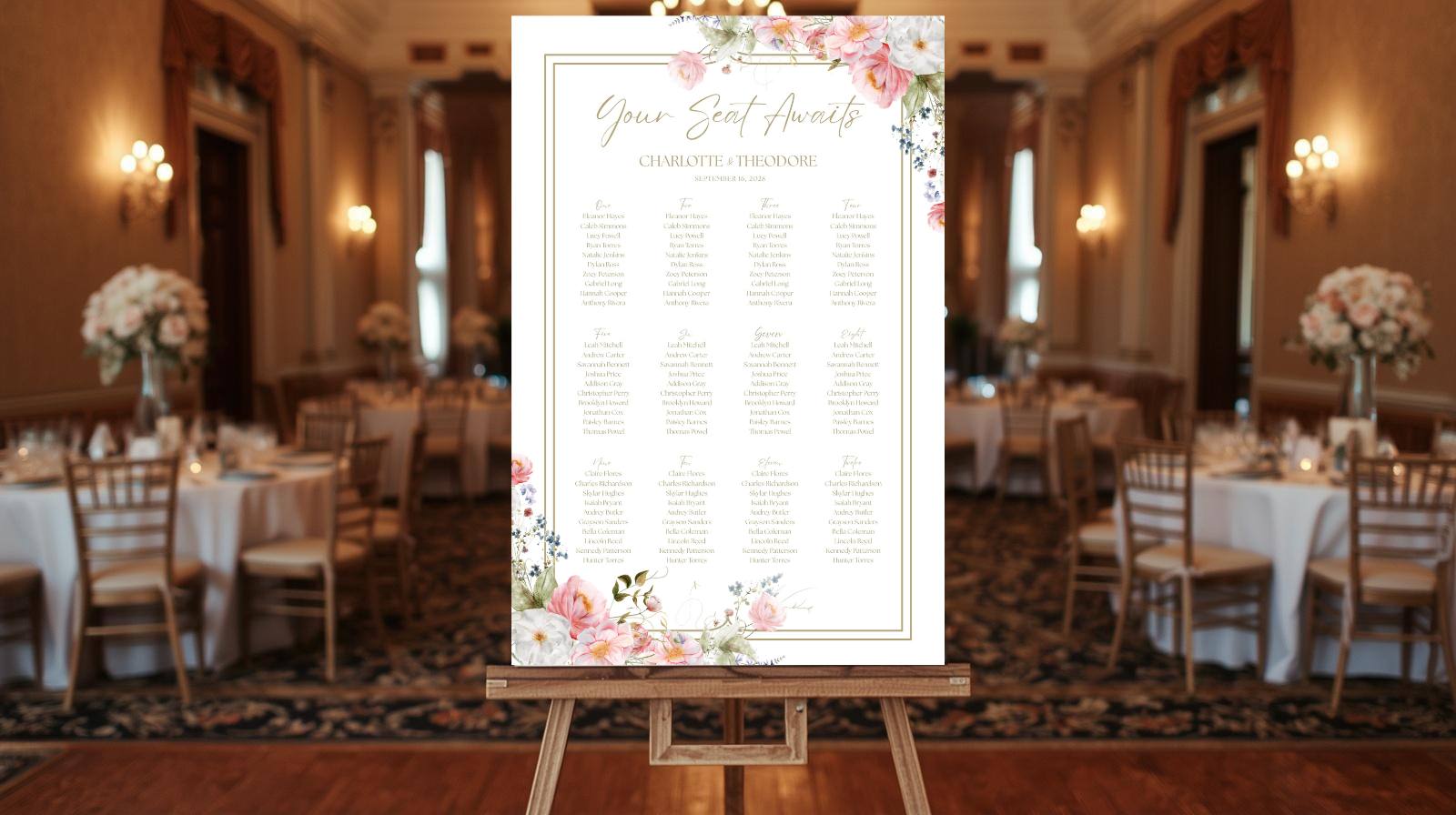 Floral Wedding Seating Chart | Instant Download