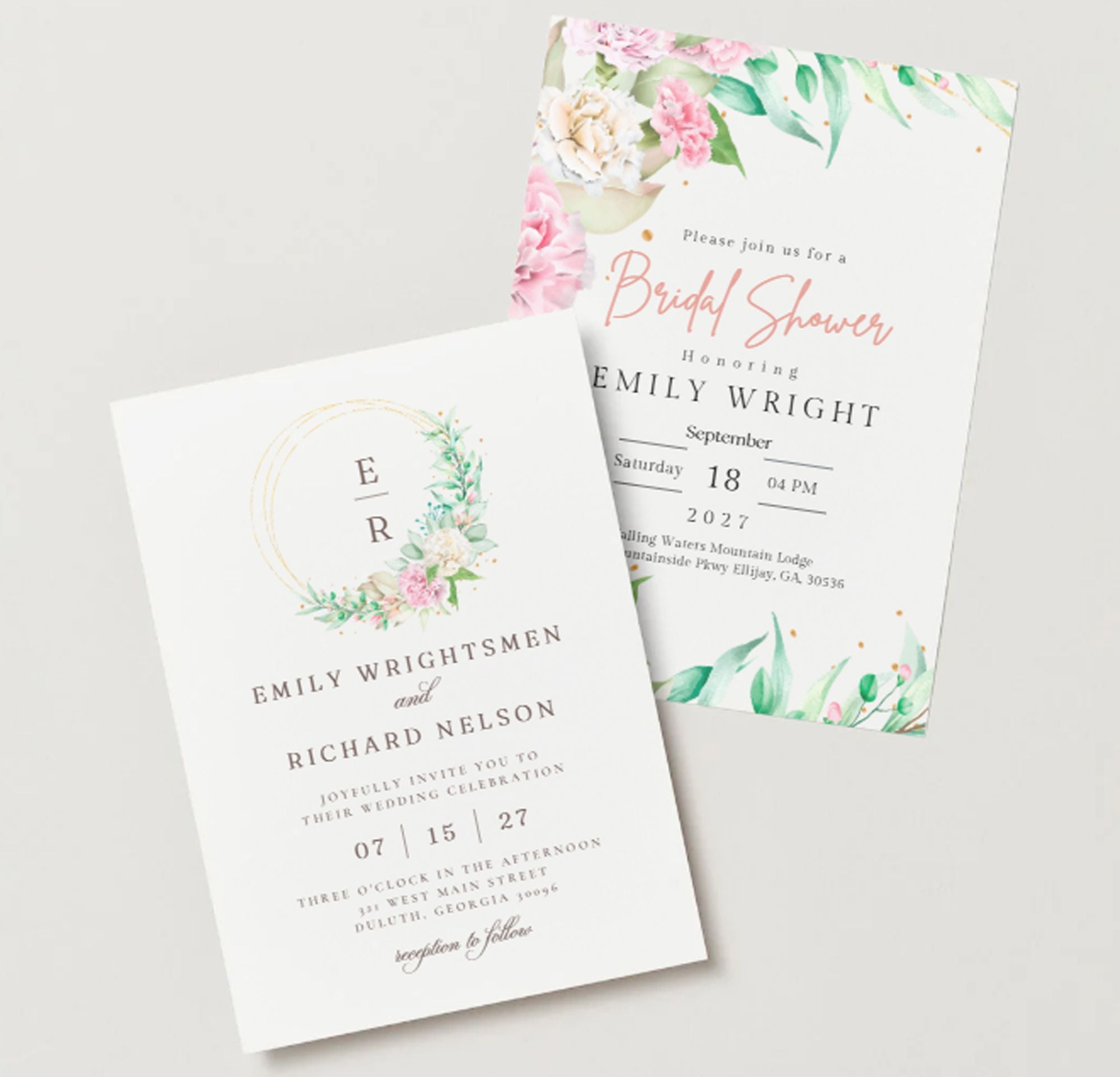 Floral Wreath Wedding Invitation | Printable Template