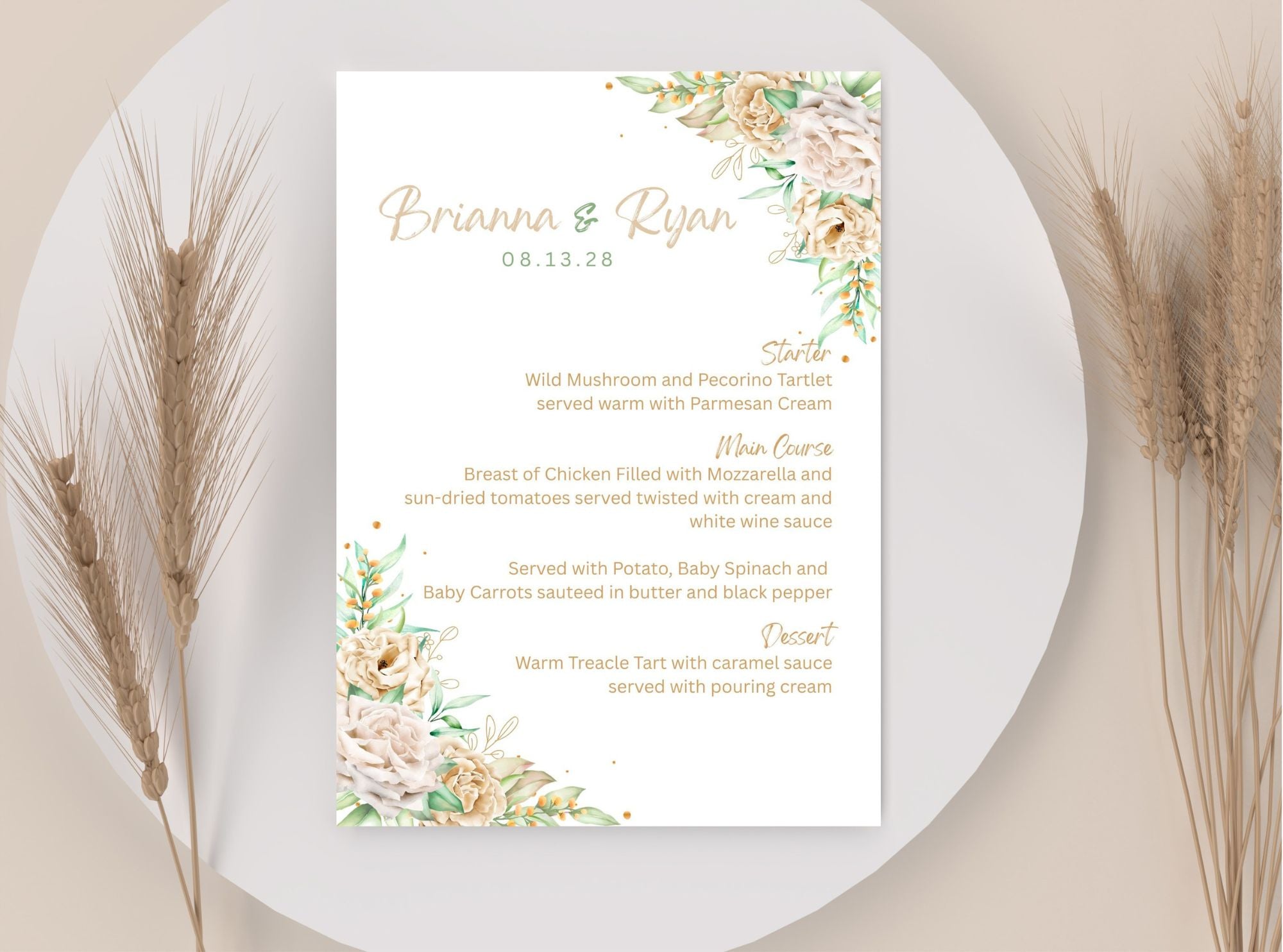Editable Menu Template | Pastel Flowers | Digital Download