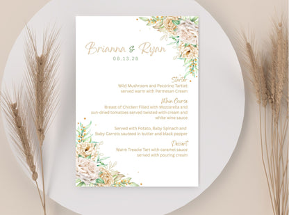 Editable Menu Template | Pastel Flowers | Digital Download