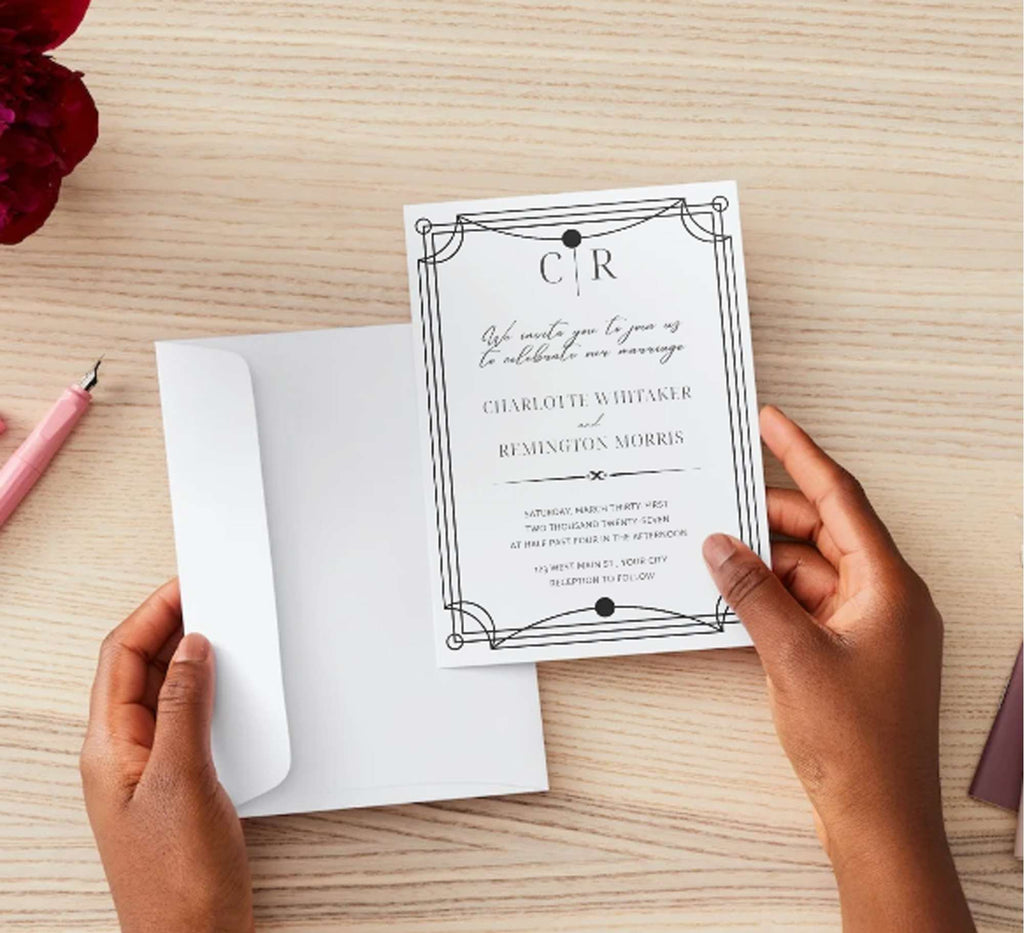 Gatsby Invitation Suite, Personalize Wedding Invitations, RSVP and Direction Cards, Downloads