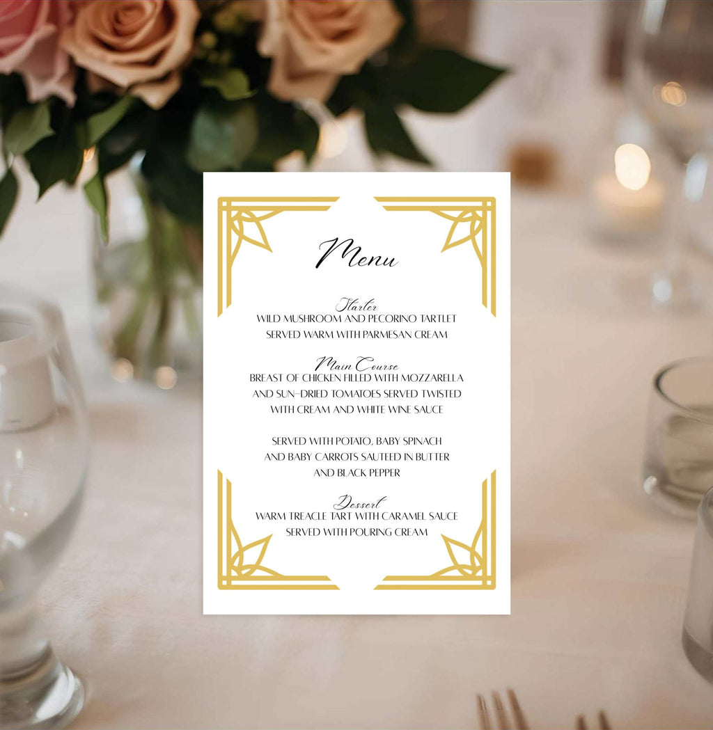 Editable Gold Frame Menu | Wedding Sign Template | Digital Download