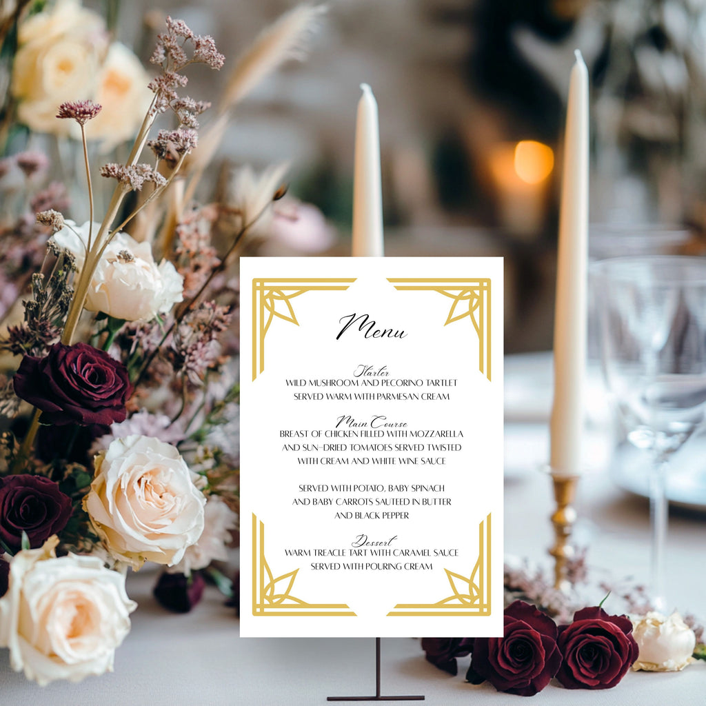Editable Gold Frame Menu | Wedding Sign Template | Digital Download