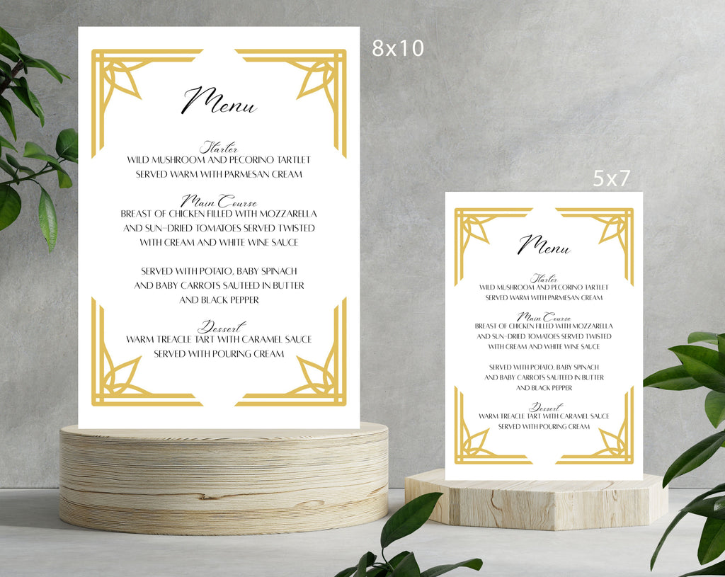 Editable Gold Frame Menu | Wedding Sign Template | Digital Download