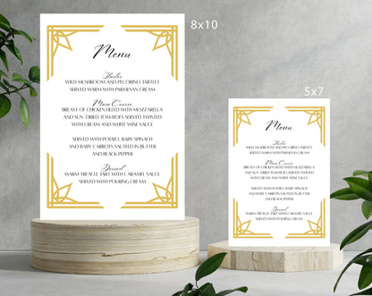 Editable Gold Frame Menu | Wedding Sign Template | Digital Download