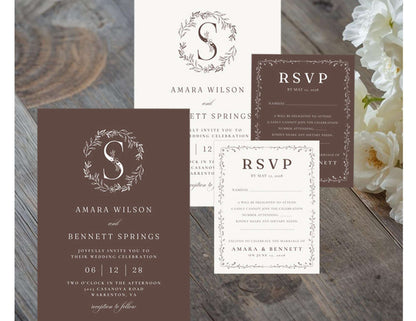 Editable Invitation Set | Couple Monogram | Digital Download