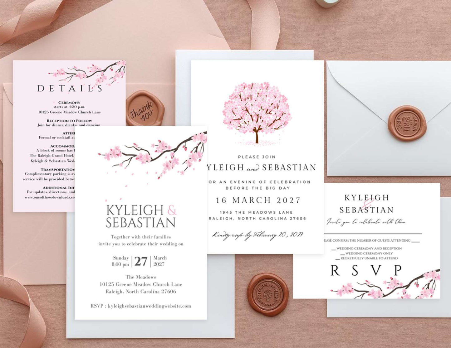Cherry Blossom Invitation Template | Printable Invitation | RSVP | Downloads
