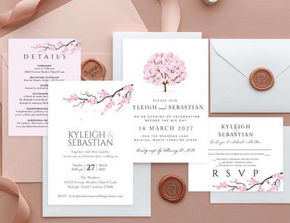 Cherry Blossom Invitation Template | Printable Invitation | RSVP | Downloads