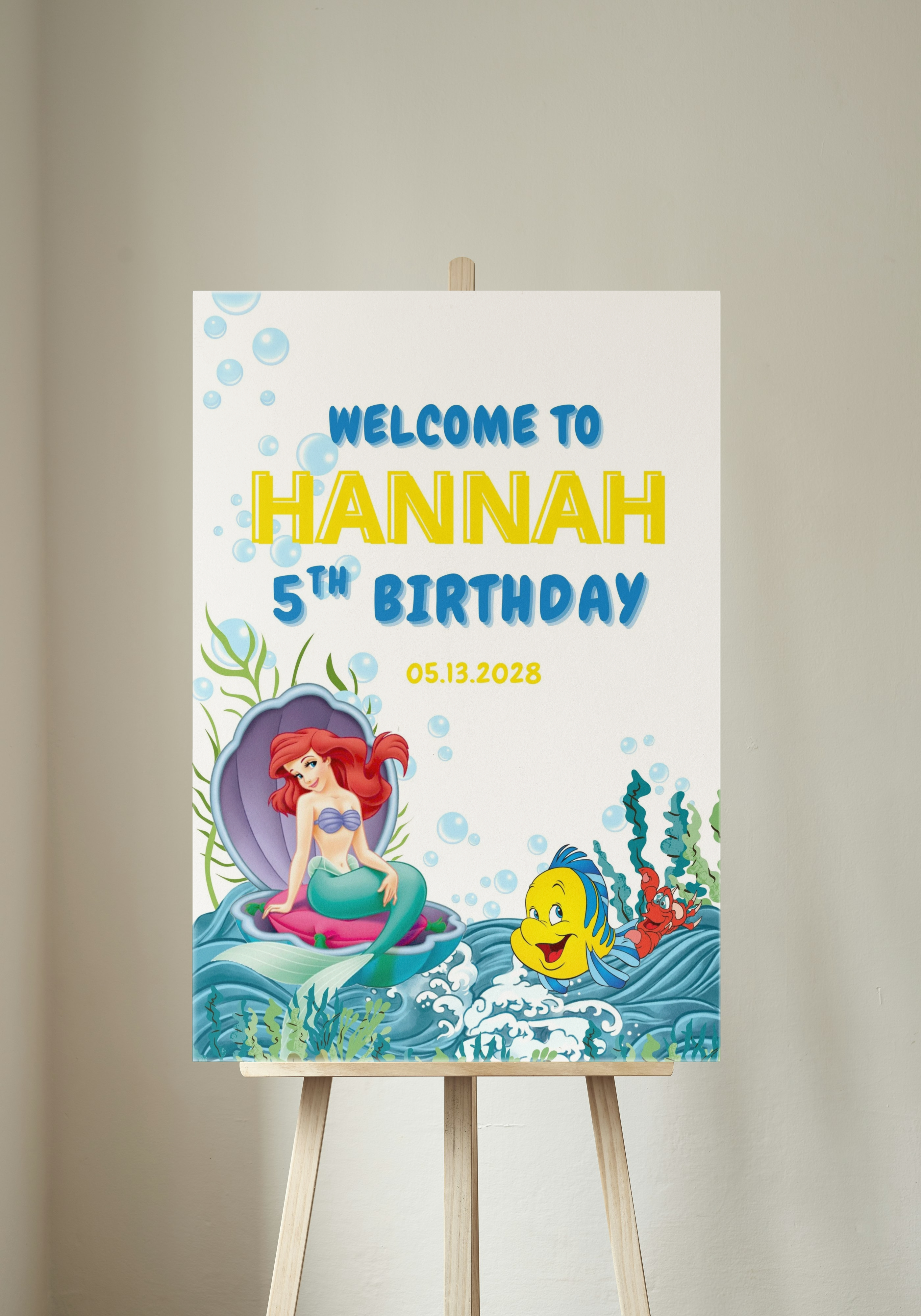 Little Mermaid Birthday Welcome Sign | Instant Download