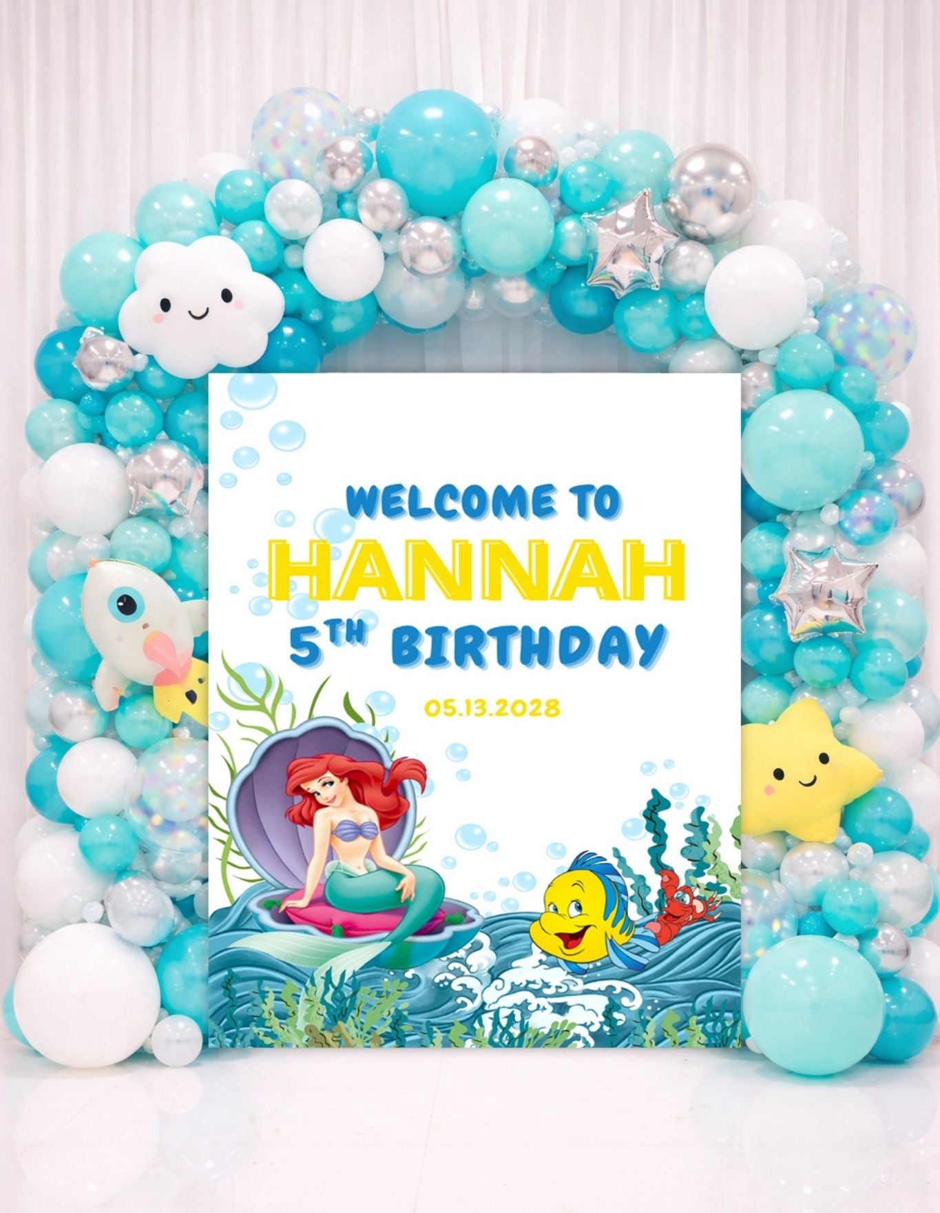 Little Mermaid Birthday Welcome Sign | Instant Download