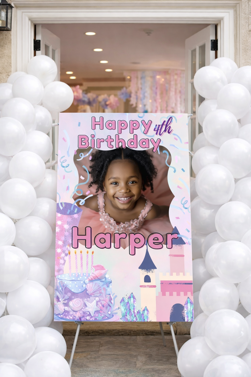 Pink & Purple Birthday Welcome Sign | Instant Download
