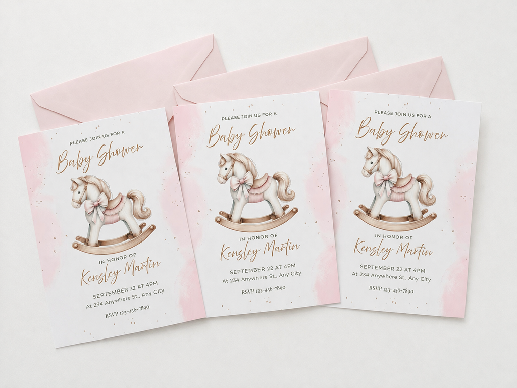 Rocking Horse Baby Shower Invitation | Instant Download