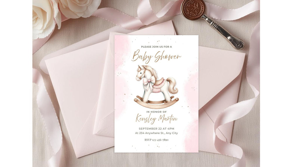 Rocking Horse Baby Shower Invitation | Instant Download