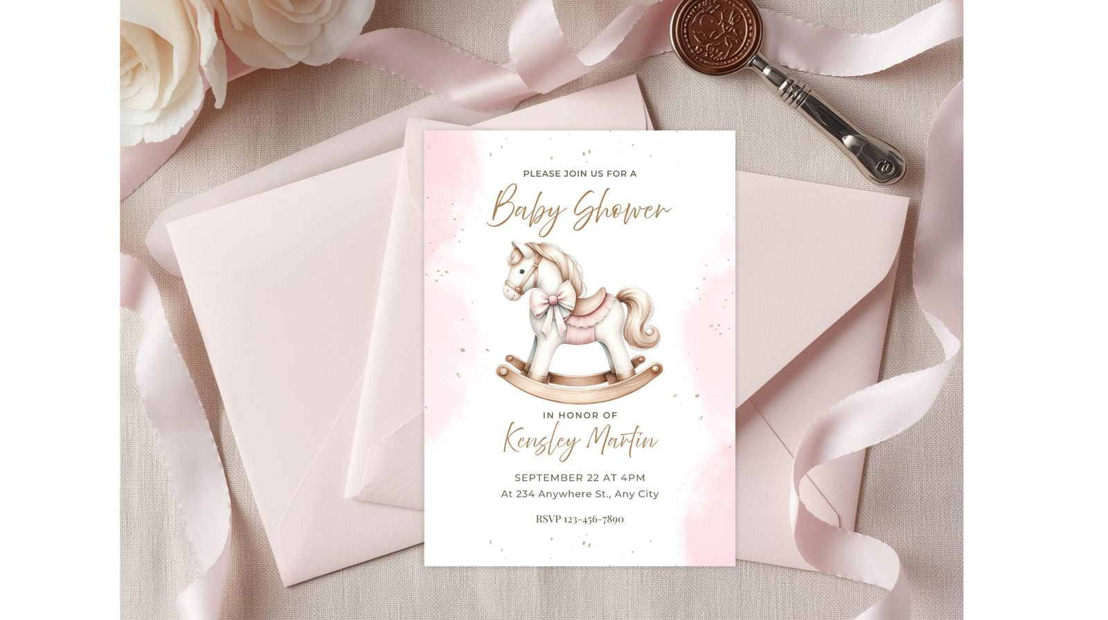 Rocking Horse Baby Shower Invitation | Instant Download