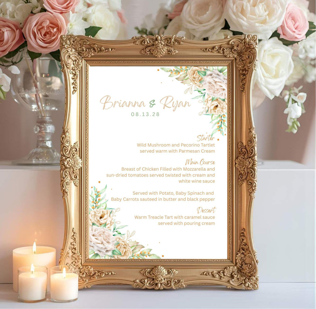 Editable Menu Template | Pastel Flowers | Digital Download