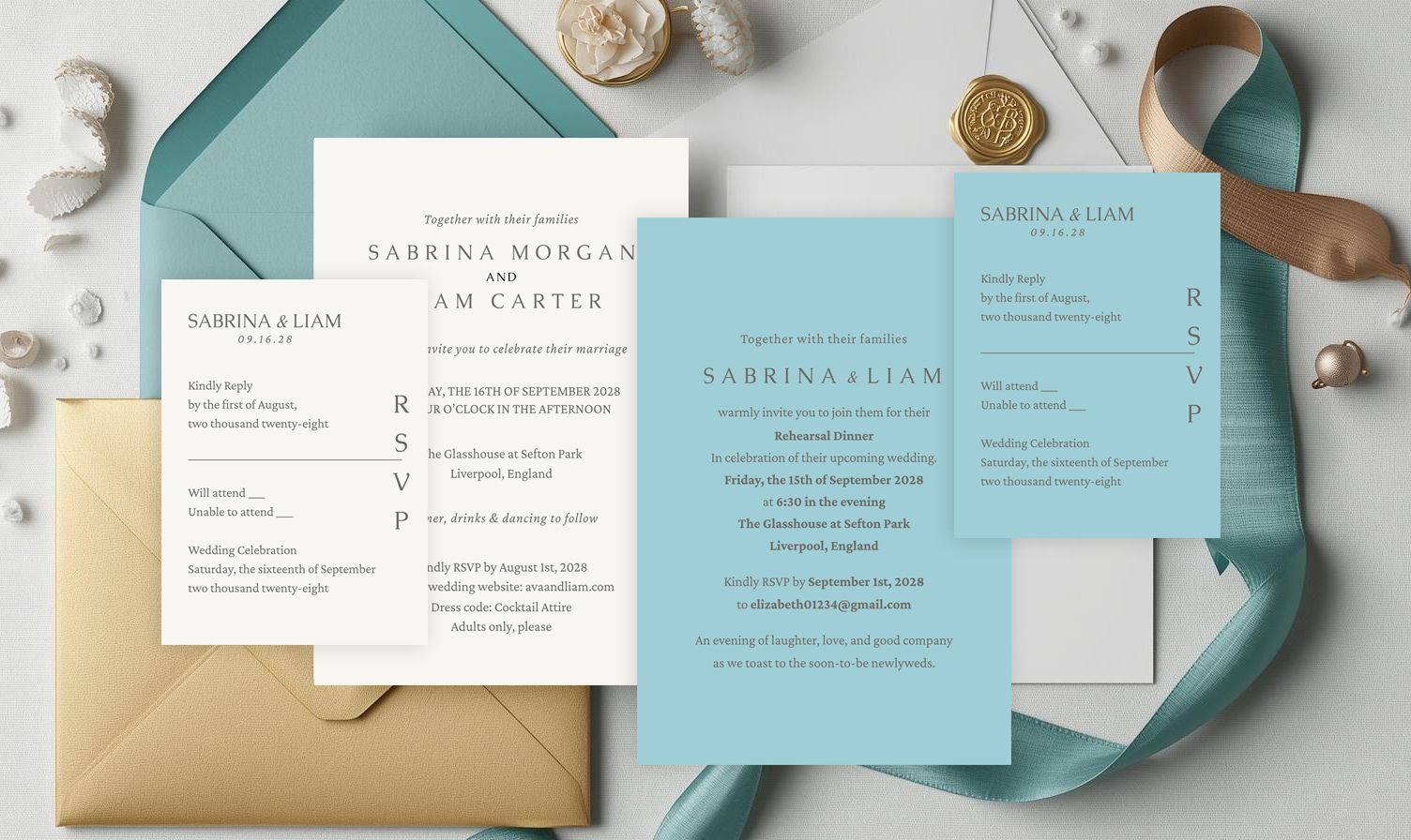 Ecru Minimalist Invitation Set| Editable Wedding Invites | Digital Downloads