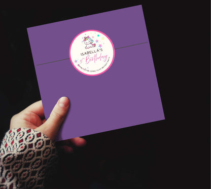 Unicorn Circle Favor Sticker Label | Instant Download
