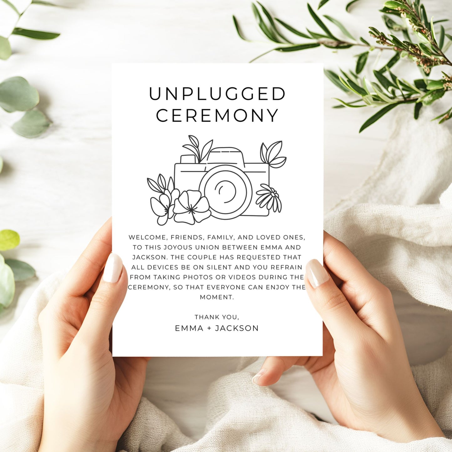 Unplugged Wedding Ceremony Sign | Instant Download