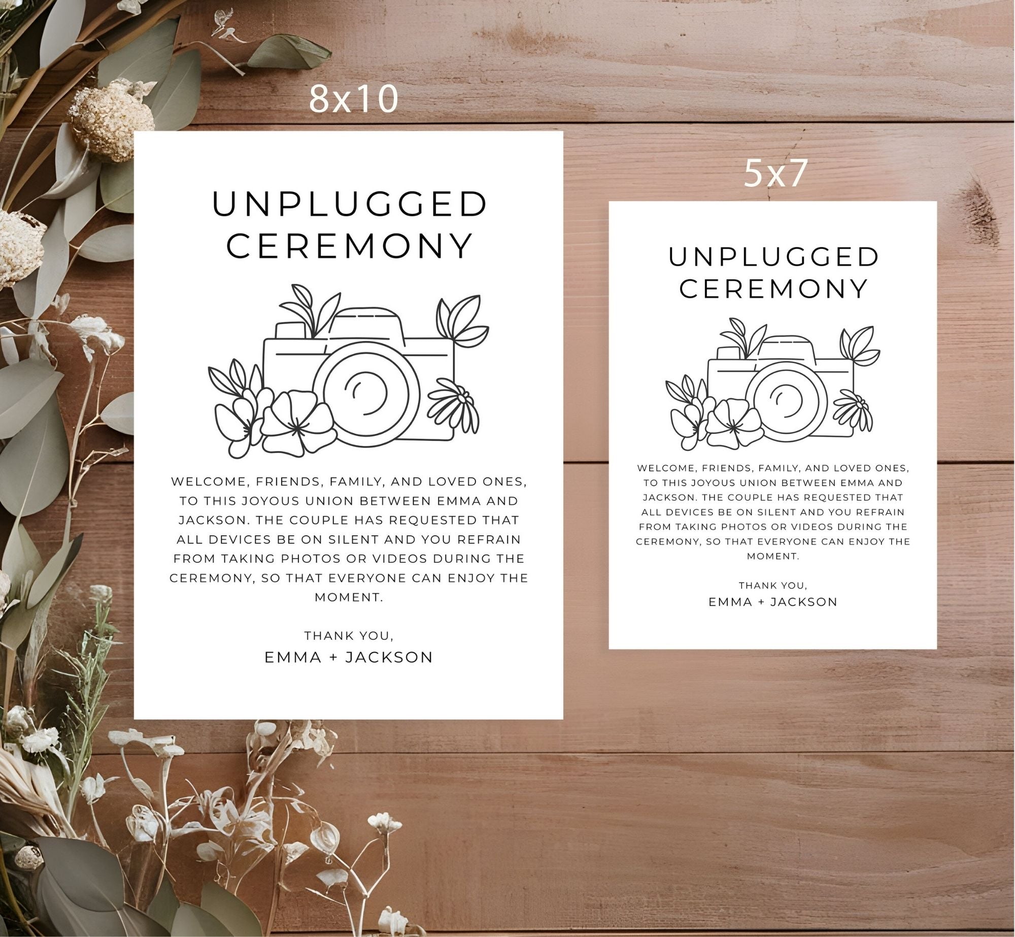 Editable Wedding Sign | Unplugged Ceremony Template | No Phones | Instant Download