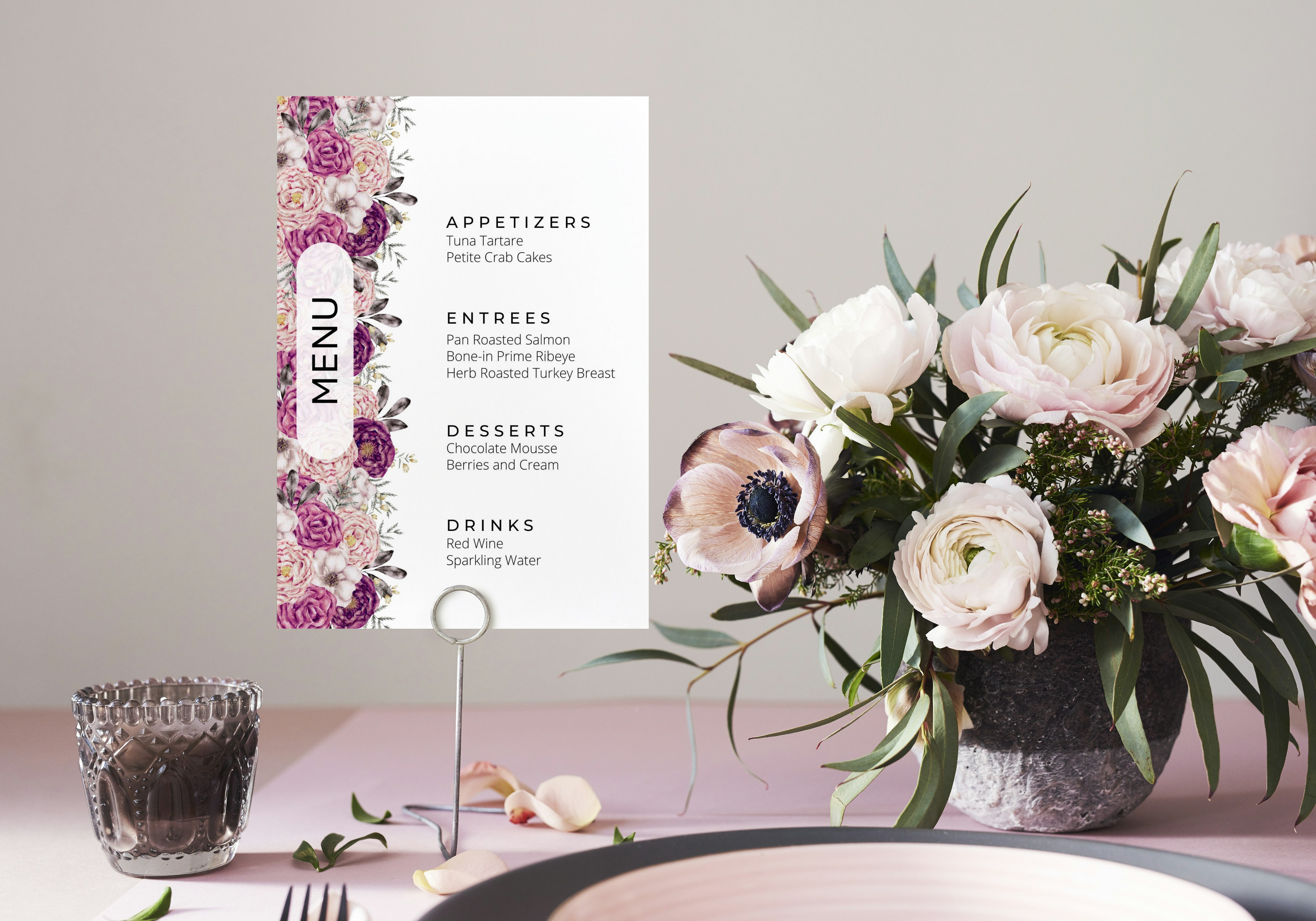 Floral Bloom Menu | Digital Download