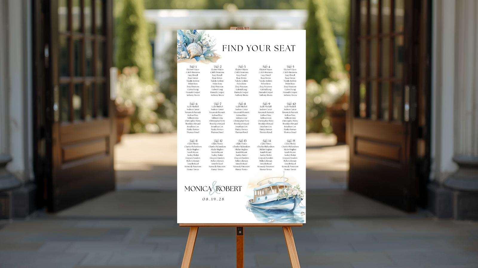 Seashell Wedding Seating Chart | Instant Download