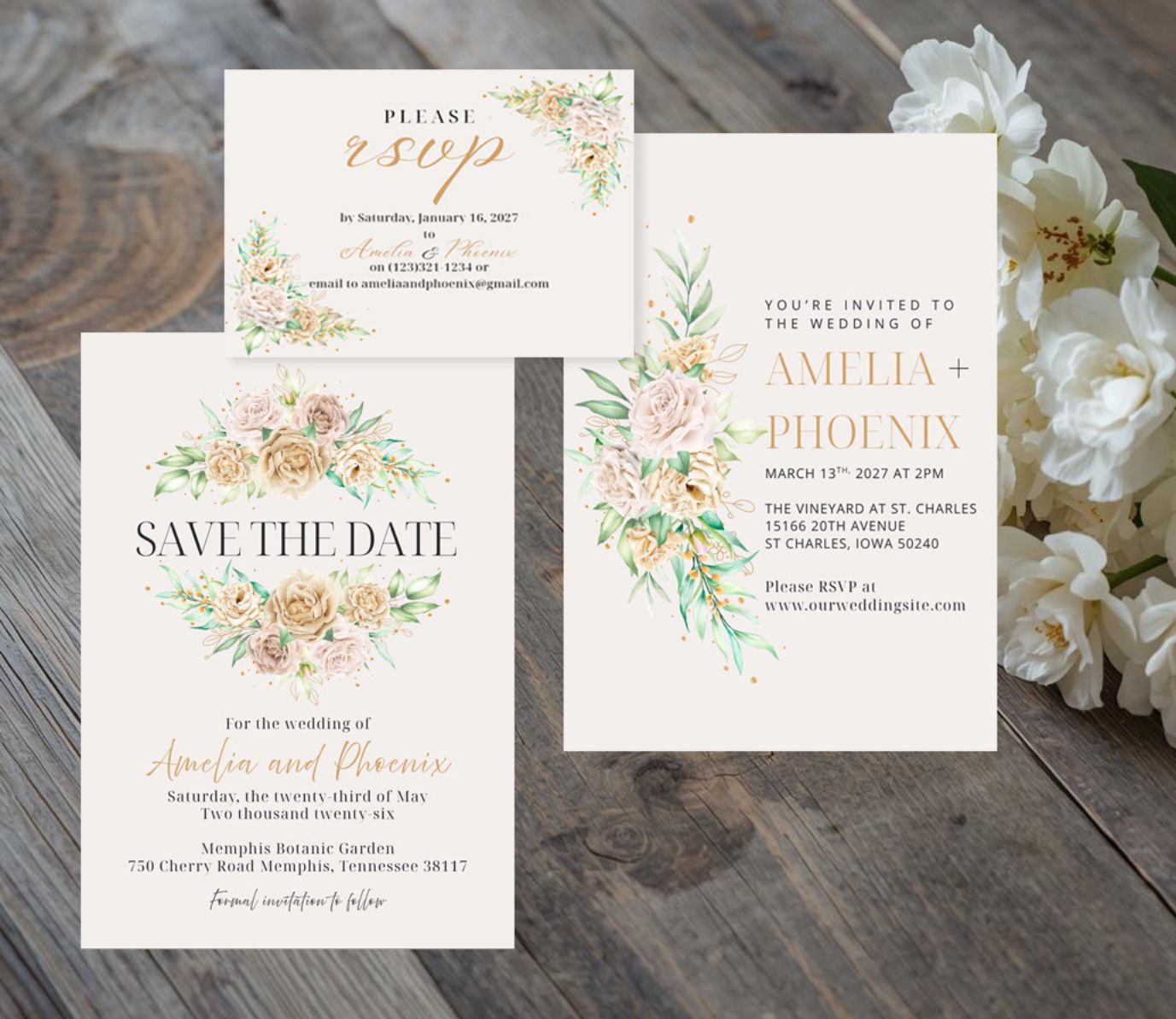 Rustic Flowers Wedding Invitation | Editable Template| Instant Download
