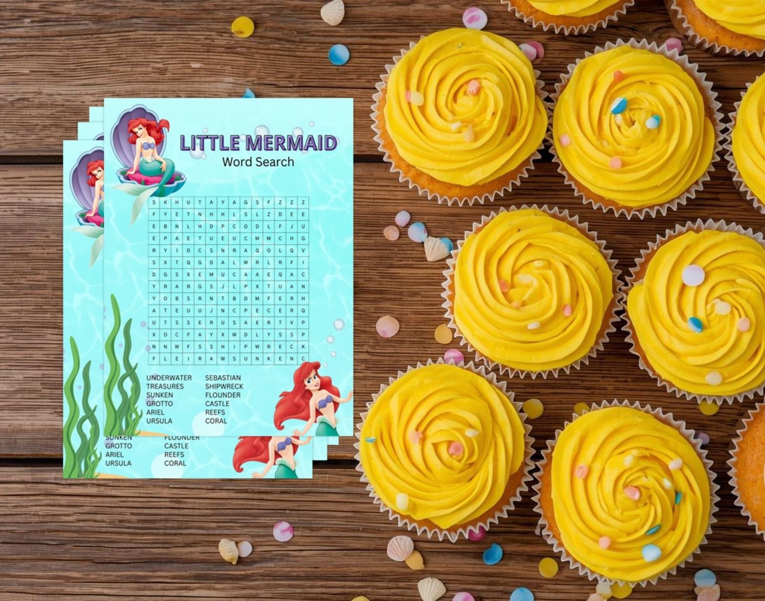 Little Mermaid Word Search 1 | Editable Games | Digital Download